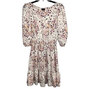 Maison Tara Floral White Ruffle Dress